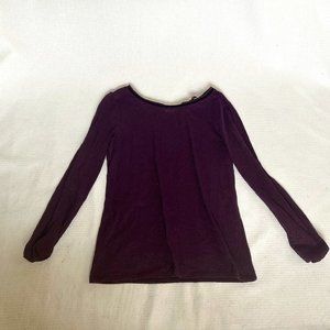 Loft Long Sleeve Purple Blouse with Back Tie Detail | Size Medium